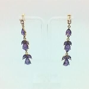 Lavender rhinestone long dangle post earrings NWOT